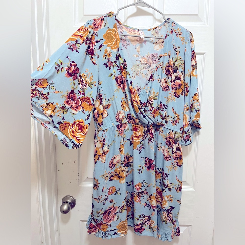 Floral Surplice Dress